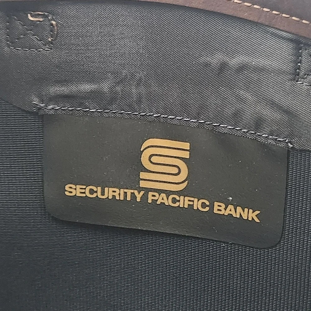 Vintage Security Pacific‎ Bank Portfolio Briefcase 17x11 Canvas Faux Leather